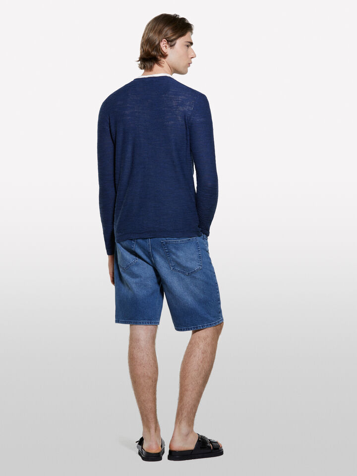 Camisola mélange azul-escuro - camisolas gola redonda para homem - Azul-Escuro | Sisley image number 3